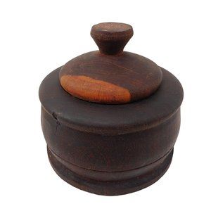 Vintage Wood Lidded Bowl Container Box Jar Hand Turned Lathed #2